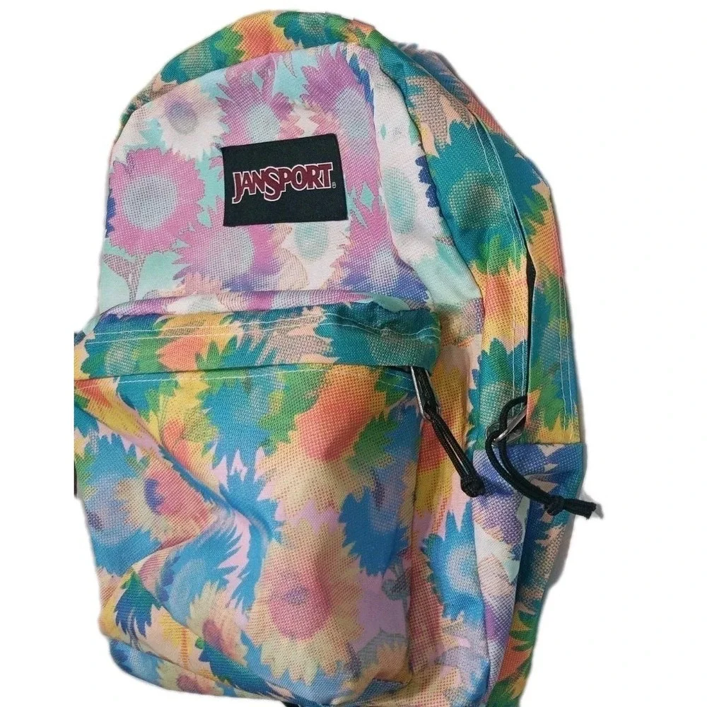 JanSport SuperBreak Plus Backpack Floral Multicolor Tie Dye School Travel‎ Bag